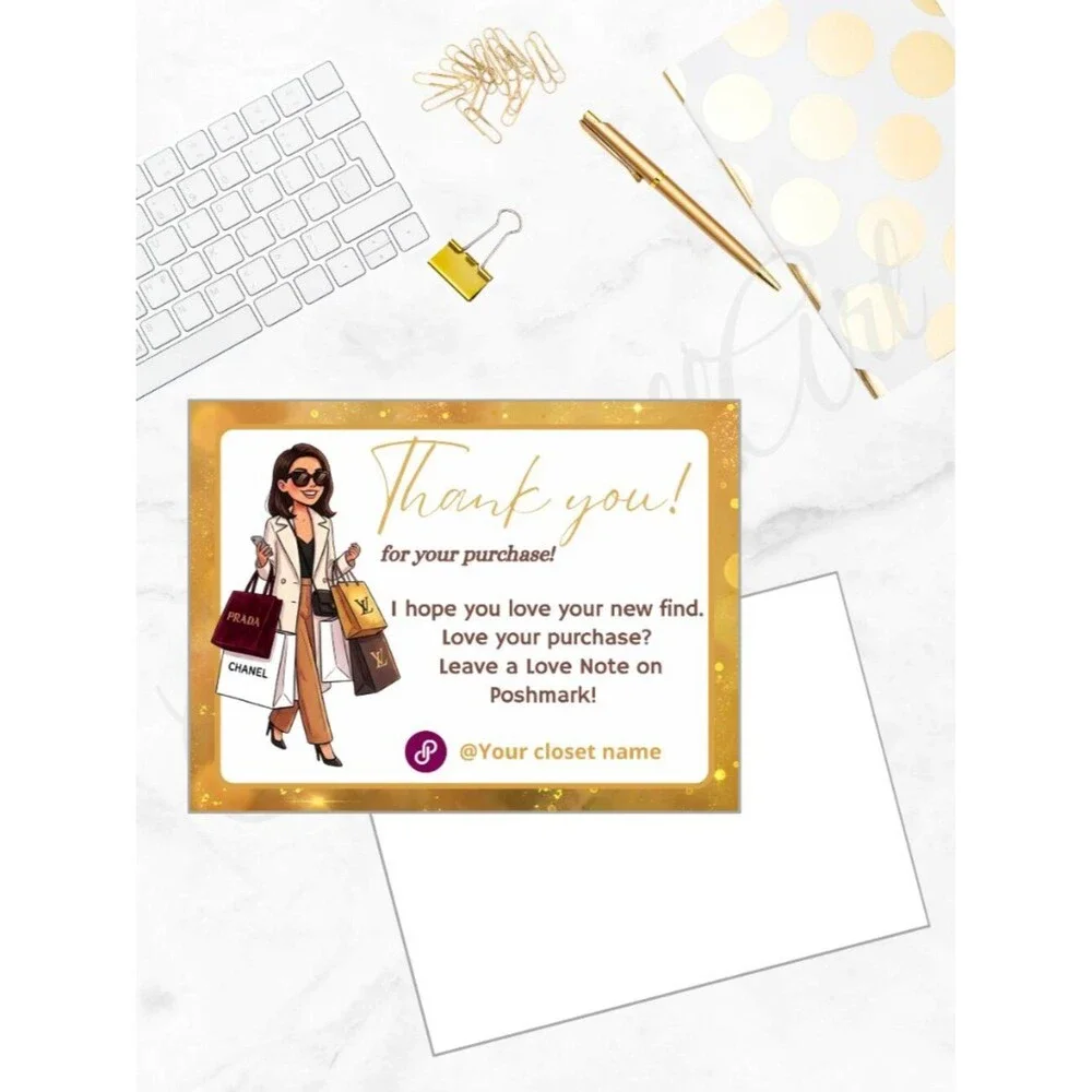 100 Personalized Fashion Thank You Cards Small Business, 4×3 in
